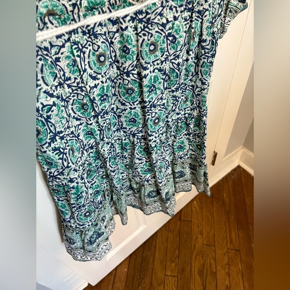 Soft Surroundings Nerisa Embroidered Printed Dress | Blue Batik Style | Size M - Picture 11 of 16